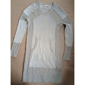 PrAna Sweater Dress Oatmeal Kangaroo Pocket Sz Small Tan Beige